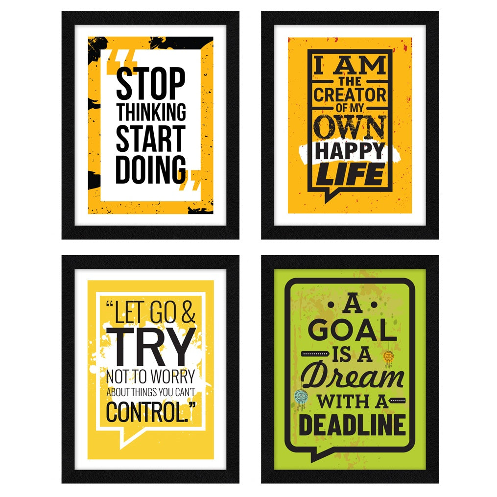 Stop Thinking Start Doing Motivational Quote Wall Frames, Inspirational, Set of 4, AXS4-123