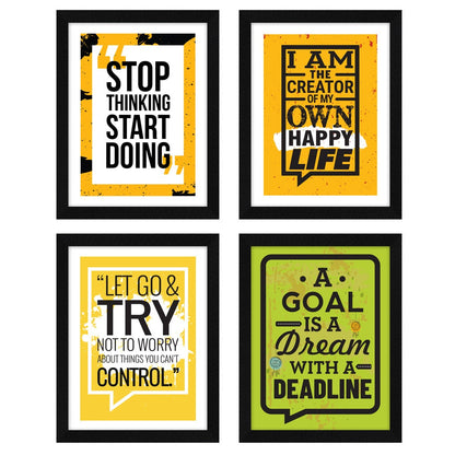 Stop Thinking Start Doing Motivational Quote Wall Frames, Inspirational, Set of 4, AXS4-123
