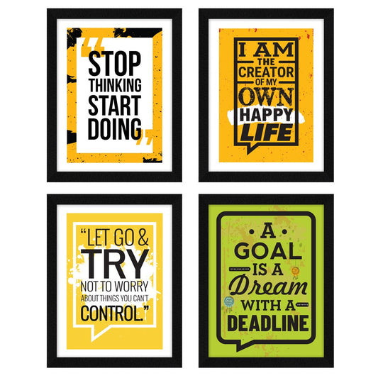 Stop Thinking Start Doing Motivational Quote Wall Frames, Inspirational, Set of 4, AXS4-123