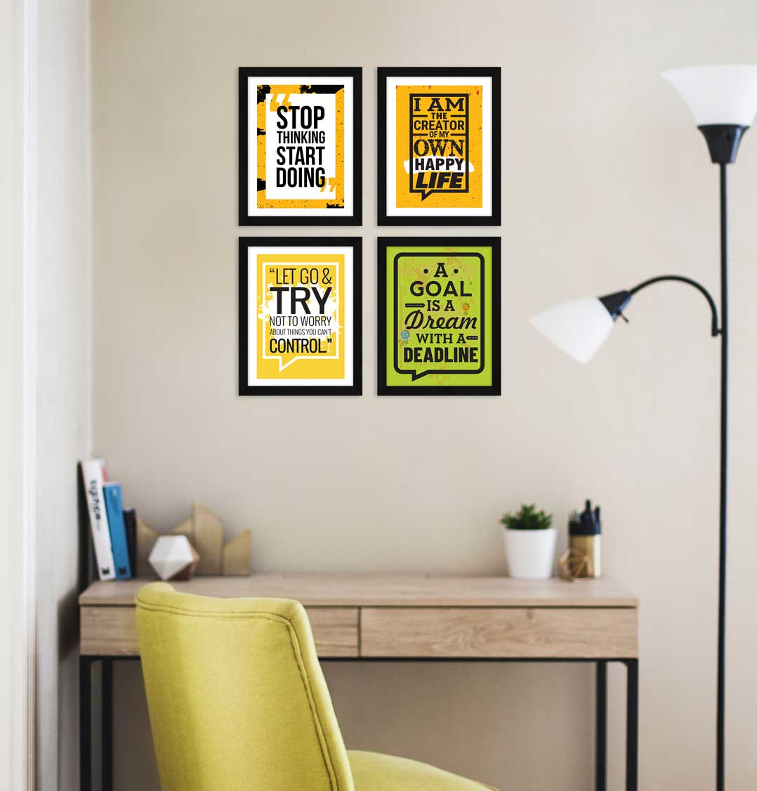 Stop Thinking Start Doing Motivational Quote Wall Frames, Inspirational, Set of 4, AXS4-123