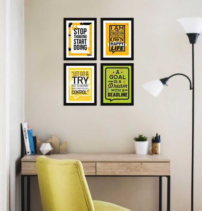 Stop Thinking Start Doing Motivational Quote Wall Frames, Inspirational, Set of 4, AXS4-123