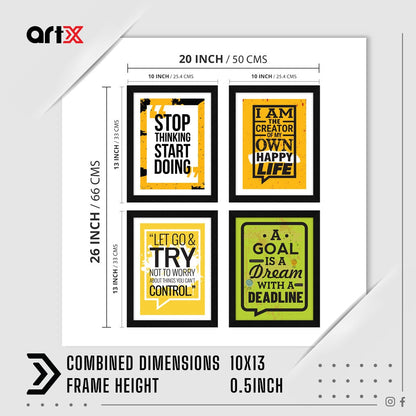 Stop Thinking Start Doing Motivational Quote Wall Frames, Inspirational, Set of 4, AXS4-123