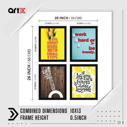 Work Hard Or Be Trendy Motivational Quote Wall Frames, Inspirational, Set of 4, AXS4-124