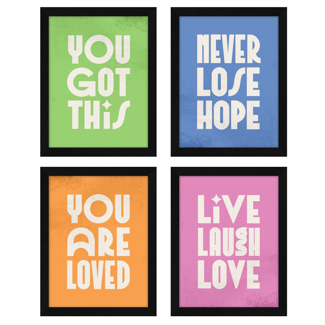 Live Laugh Love Motivational Quote Wall Frames, Inspirational, Set of 4, AXS4-126 ArtX