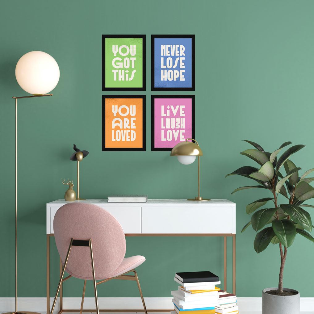Live Laugh Love Motivational Quote Wall Frames, Inspirational, Set of 4, AXS4-126 ArtX