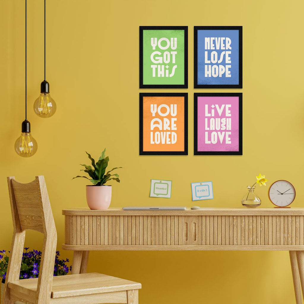 Live Laugh Love Motivational Quote Wall Frames, Inspirational, Set of 4, AXS4-126 ArtX