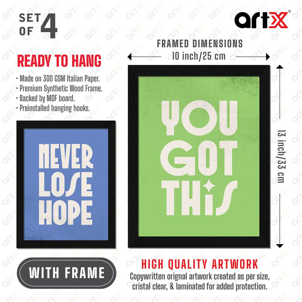 Live Laugh Love Motivational Quote Wall Frames, Inspirational, Set of 4, AXS4-126 ArtX