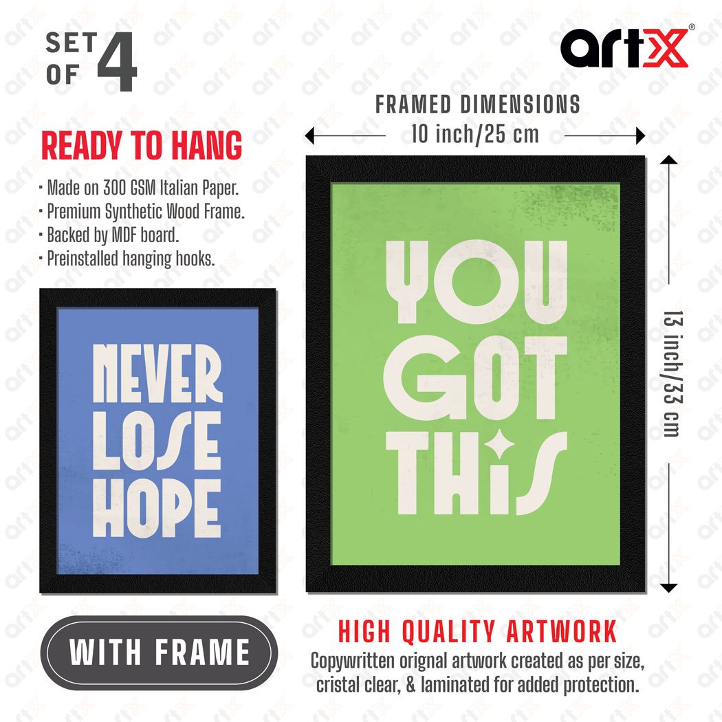 Live Laugh Love Motivational Quote Wall Frames, Inspirational, Set of 4, AXS4-126 ArtX