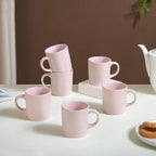 Matte Pink Ceramic Mug Set Of 6 220ml Nestasia