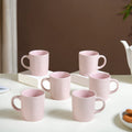 Matte Pink Ceramic Mug Set Of 6 220ml Nestasia