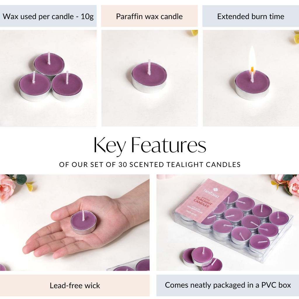 Mulberry Muse Fragrant Tealights Set Of 30 Nestasia