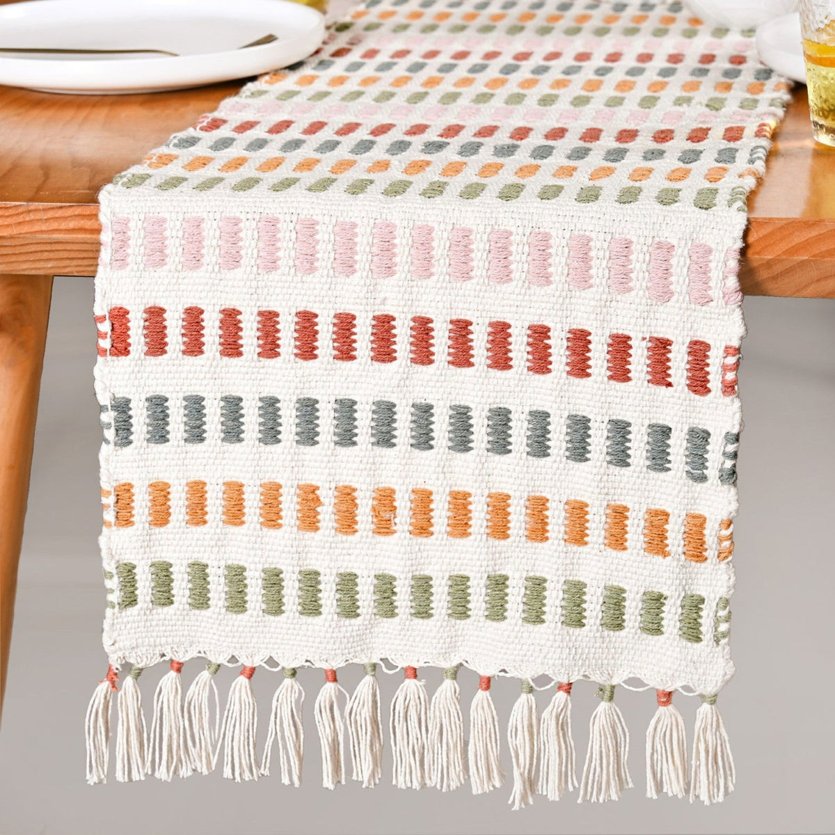 Multicoloured Cotton Runner 180x33cm Nestasia