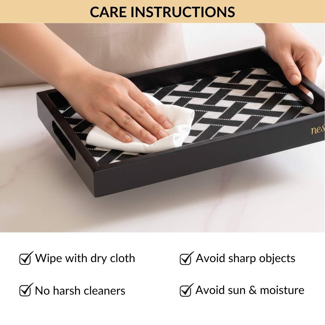 Multipurpose Decorative Tray Black Small Nestasia