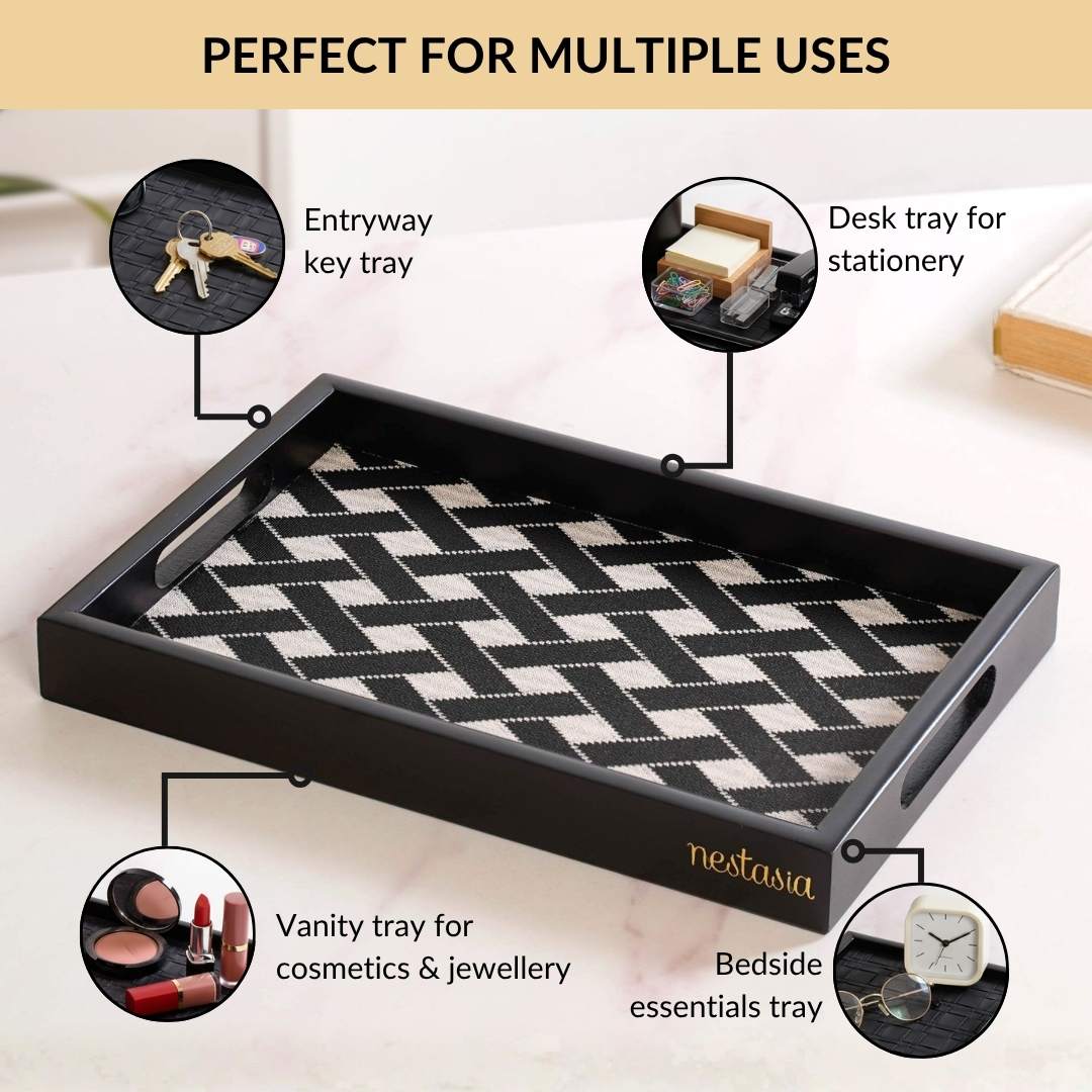 Multipurpose Decorative Tray Black Small Nestasia