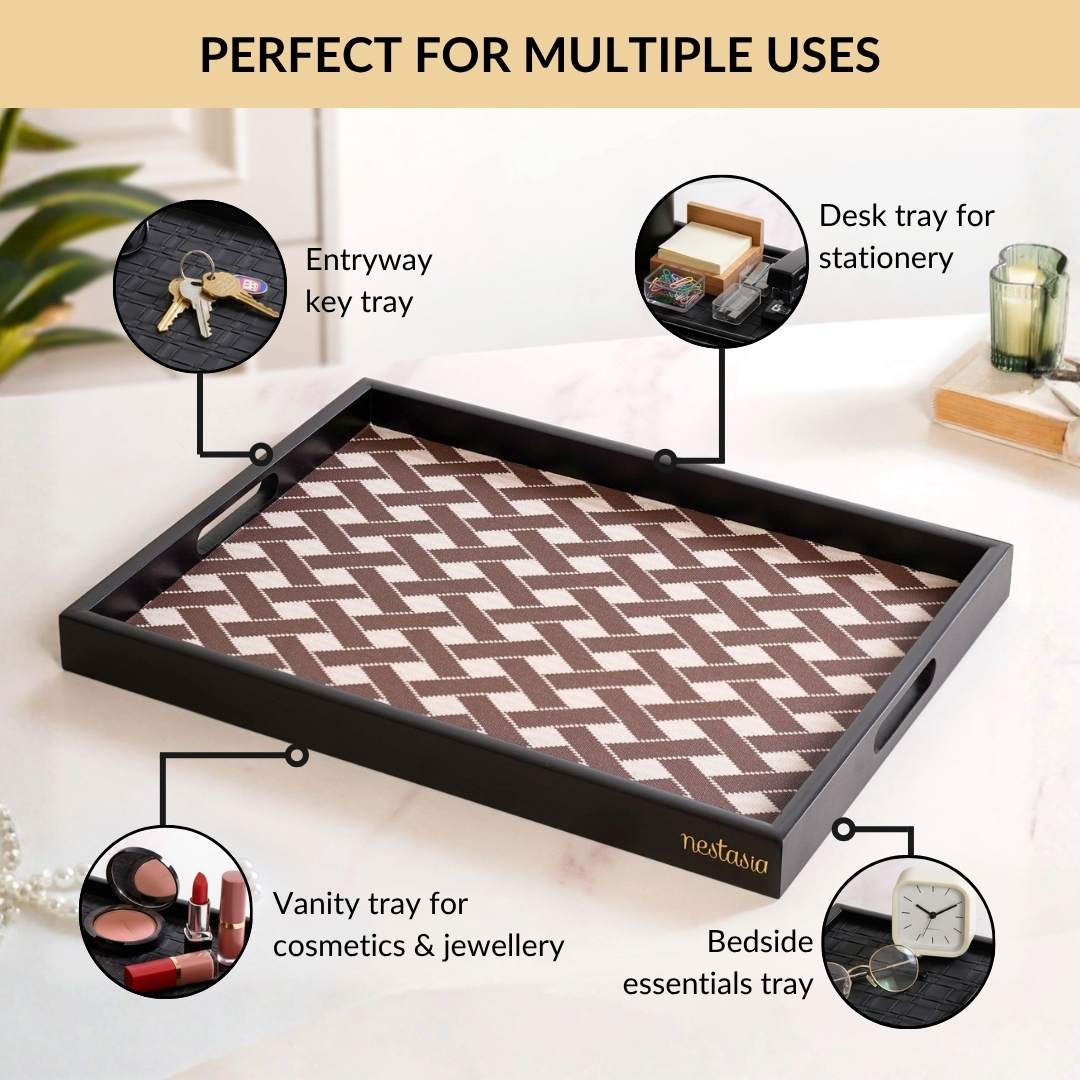 Multipurpose Decorative Tray Brown Large Nestasia