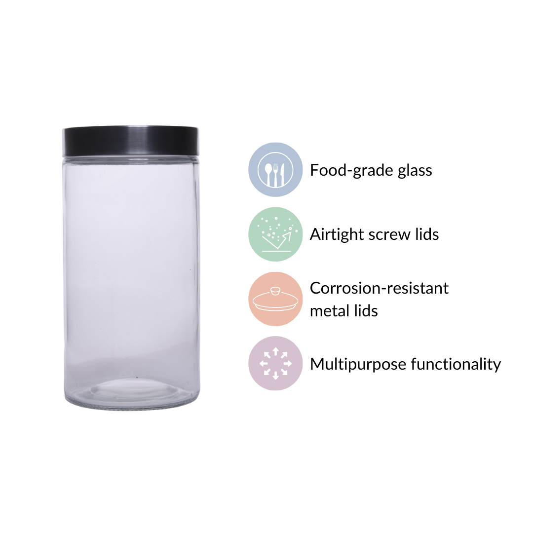 Tall Kitchen Storage Jars Set Of 4 1500ml Nestasia