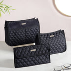 Multipurpose Travel Pouch Set Of 3 Black Nestasia