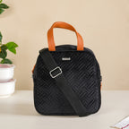 Sling Velvet Thermal Insulated Lunch Bag Black Nestasia