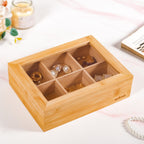 Multipurpose Wooden Storage Box With Compartments 21x16cm Nestasia