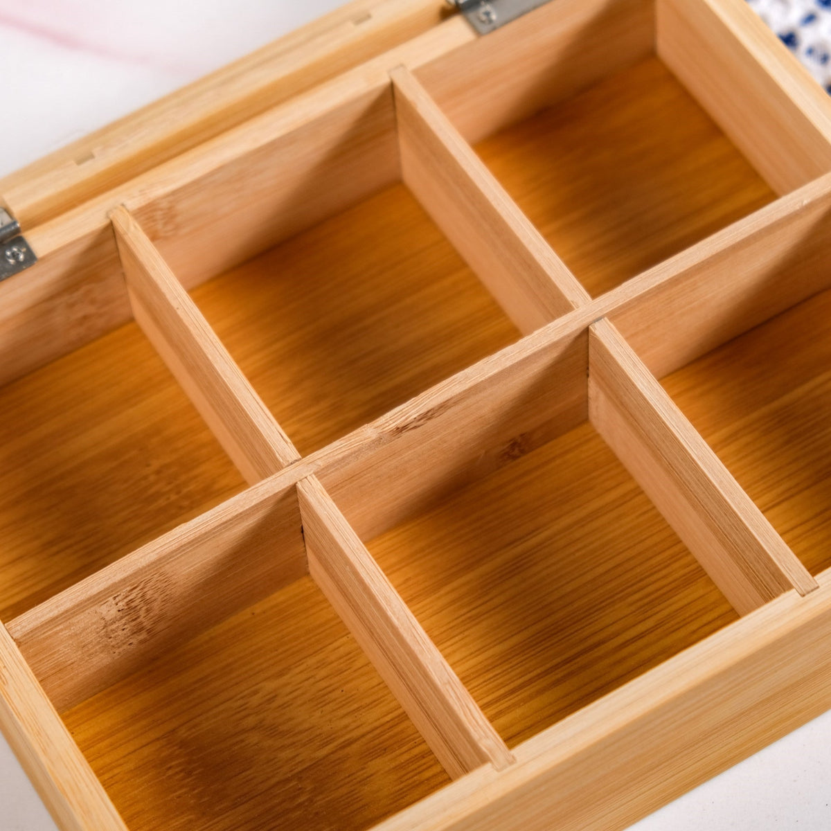 Multipurpose Wooden Storage Box With Compartments 21x16cm Nestasia