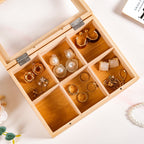 Multipurpose Wooden Storage Box With Compartments 21x16cm Nestasia