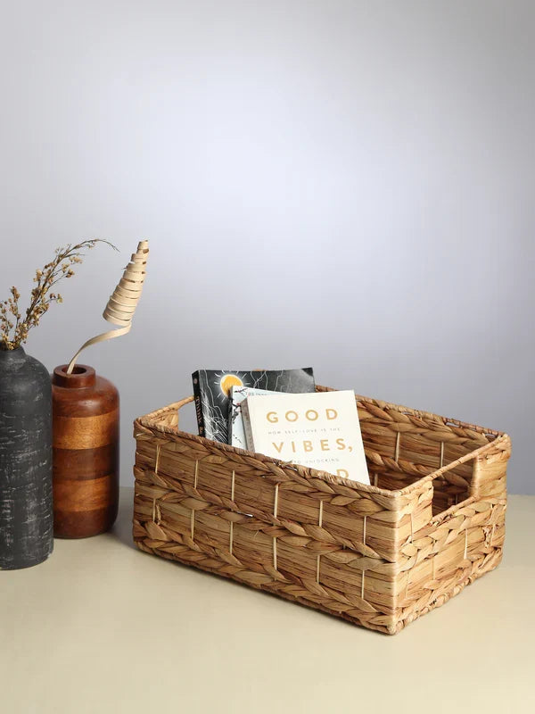 Multipurpose Water Hyacinth Organiser Basket for Decorative and Functional Use