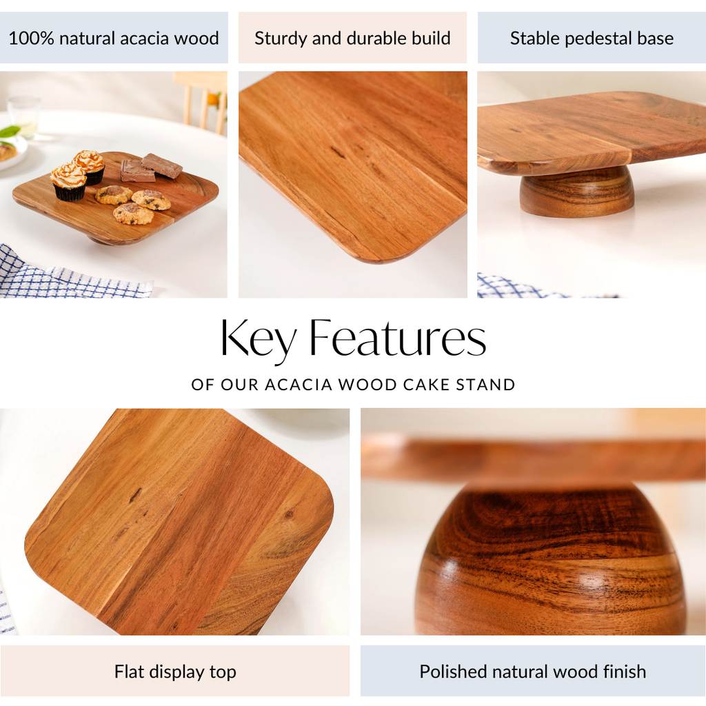 Acacia Wood Cake Stand Nestasia
