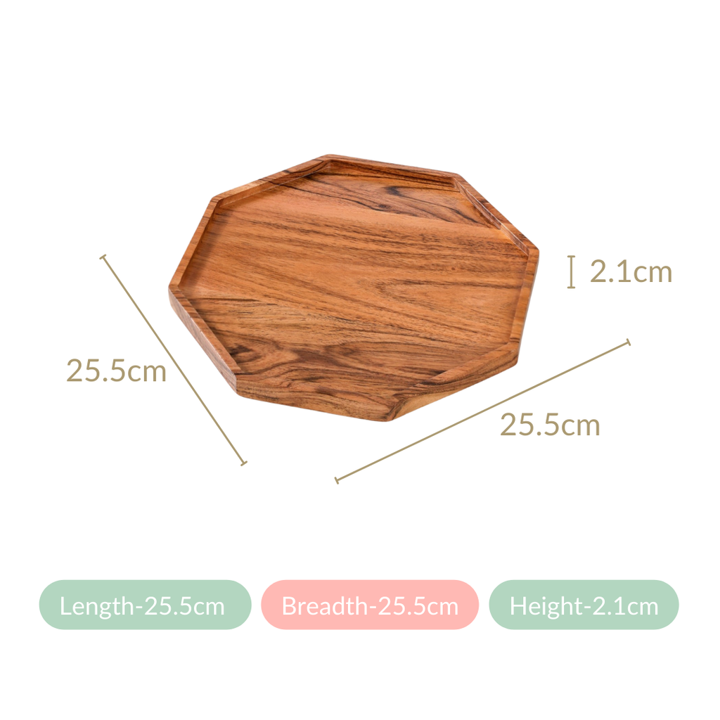 Small Octagon Wooden Serving Platter Nestasia