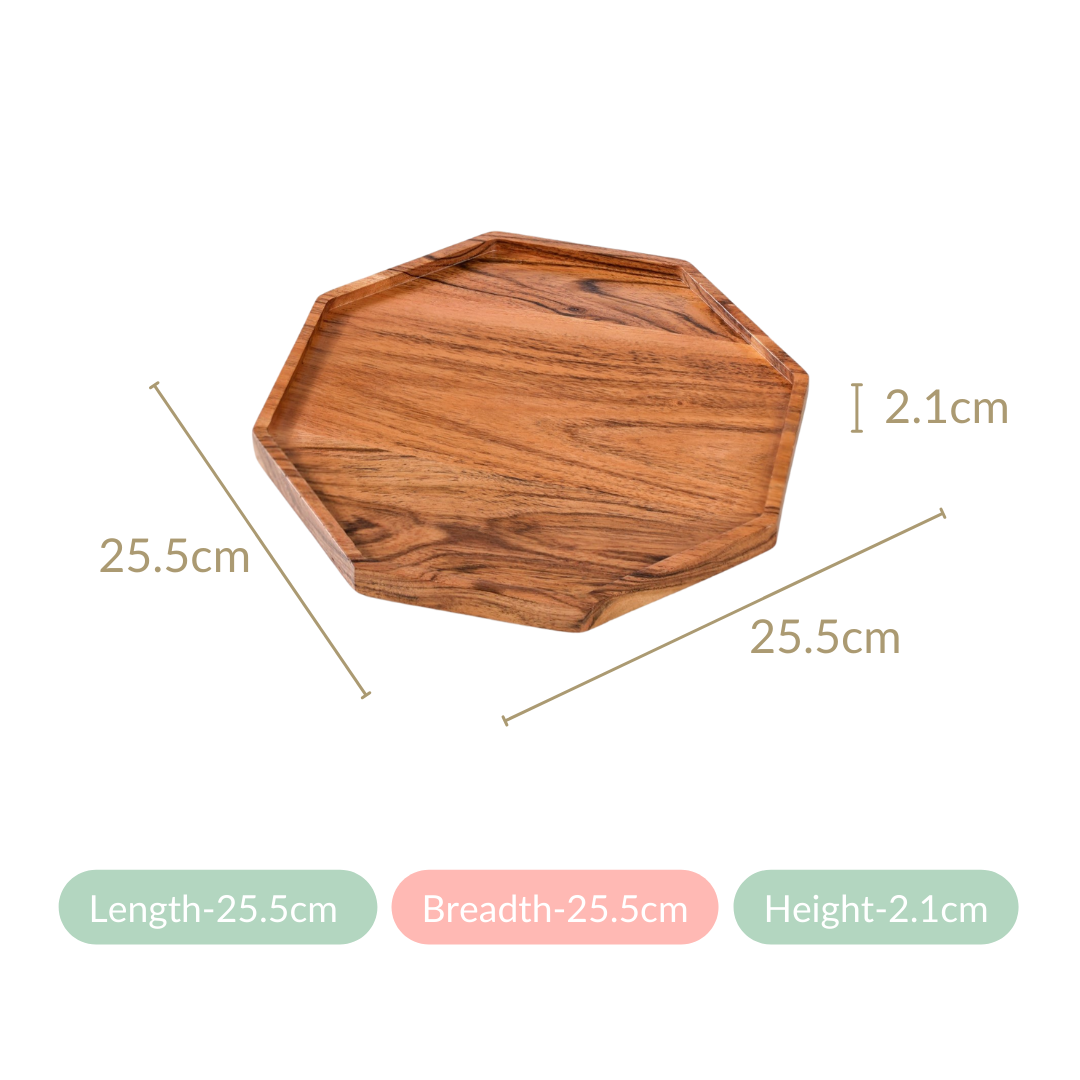 Small Octagon Wooden Serving Platter Nestasia