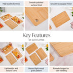 Natural Bamboo Serving Platter Chopping Board Set Of 3 Nestasia