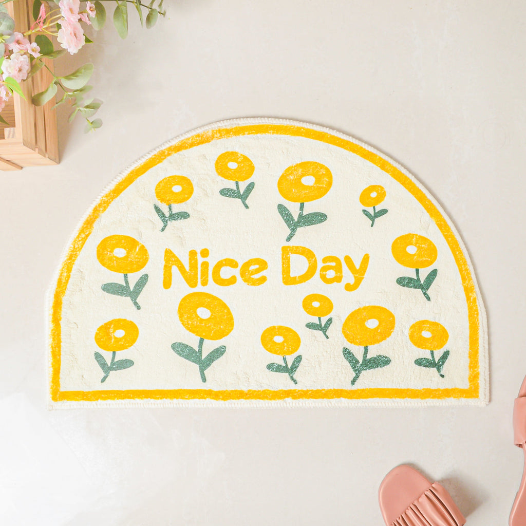 Yellow Flowers Semicircle Rug Nestasia
