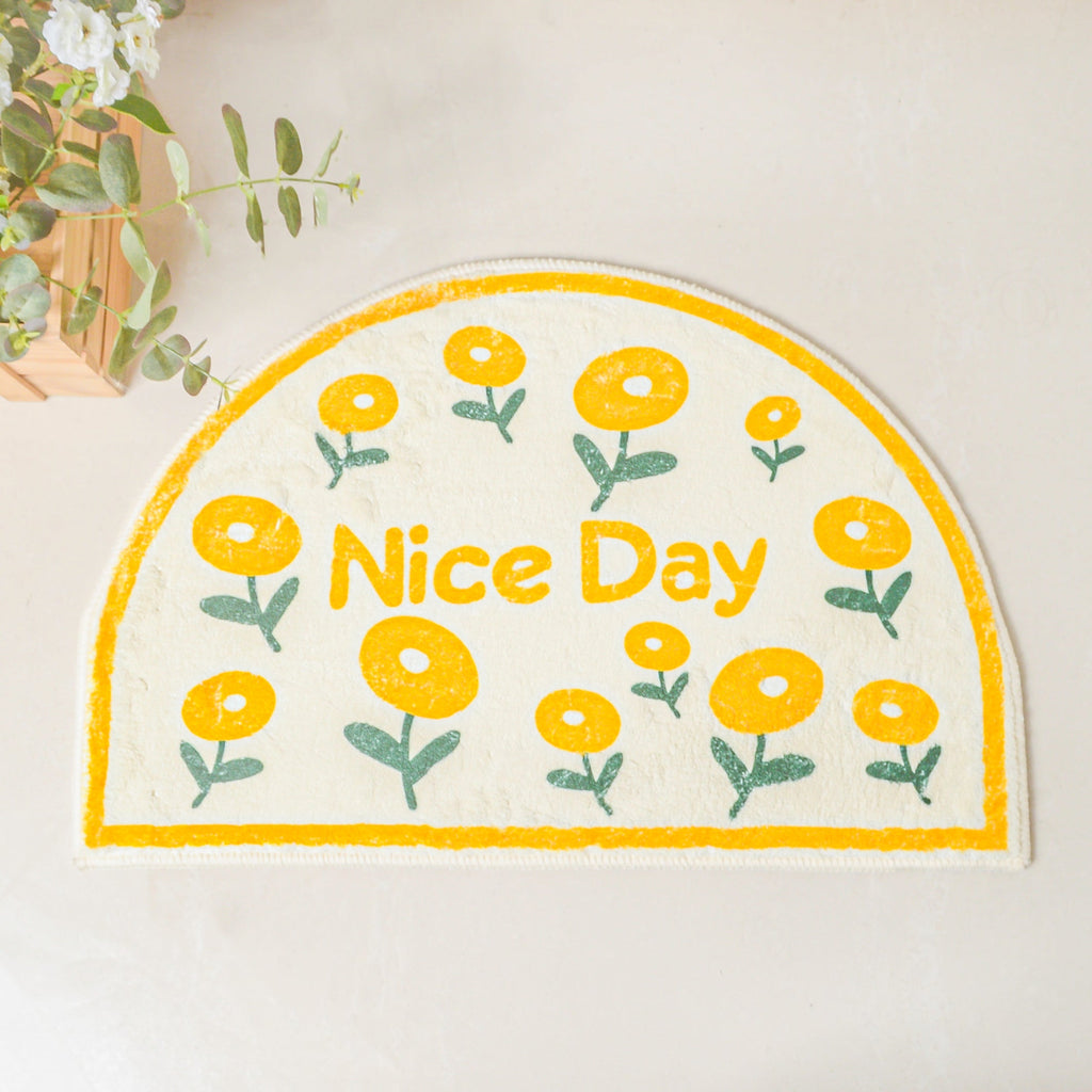 Yellow Flowers Semicircle Rug Nestasia