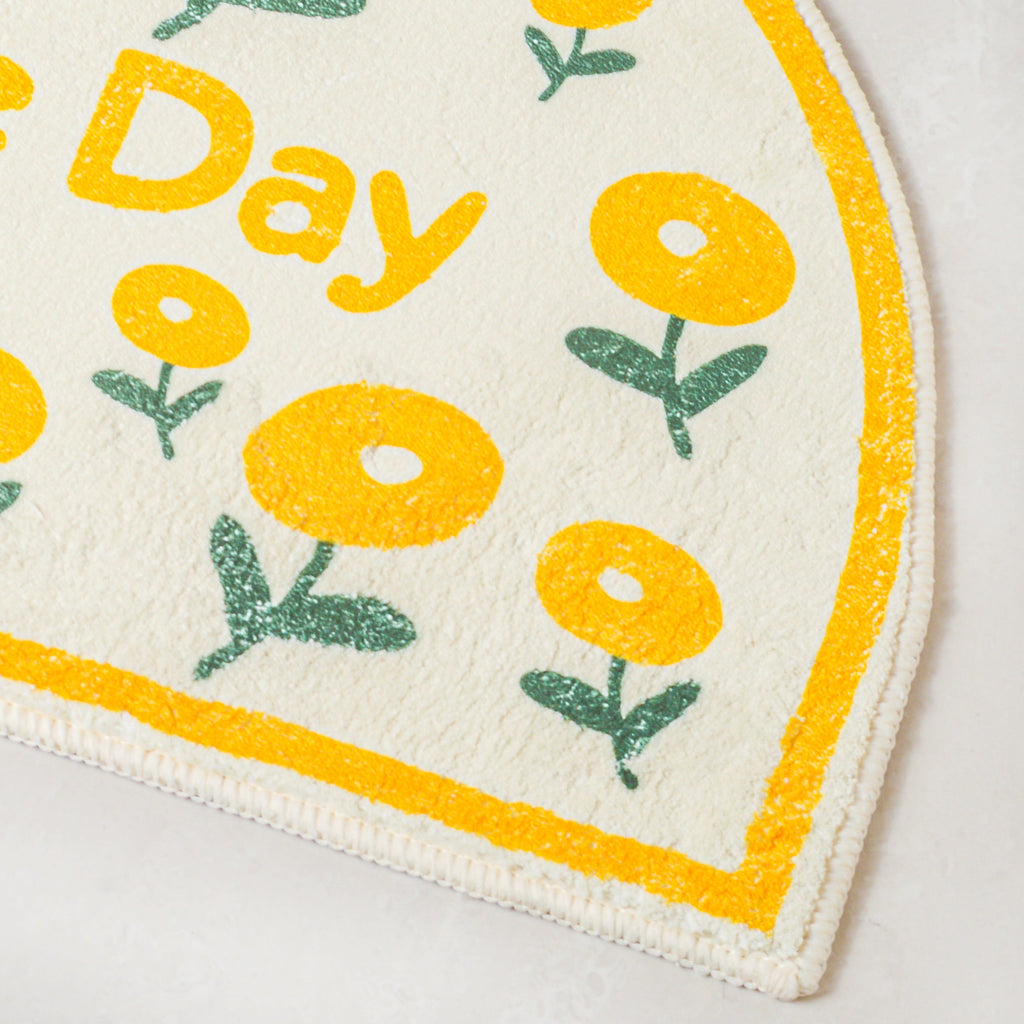 Yellow Flowers Semicircle Rug Nestasia