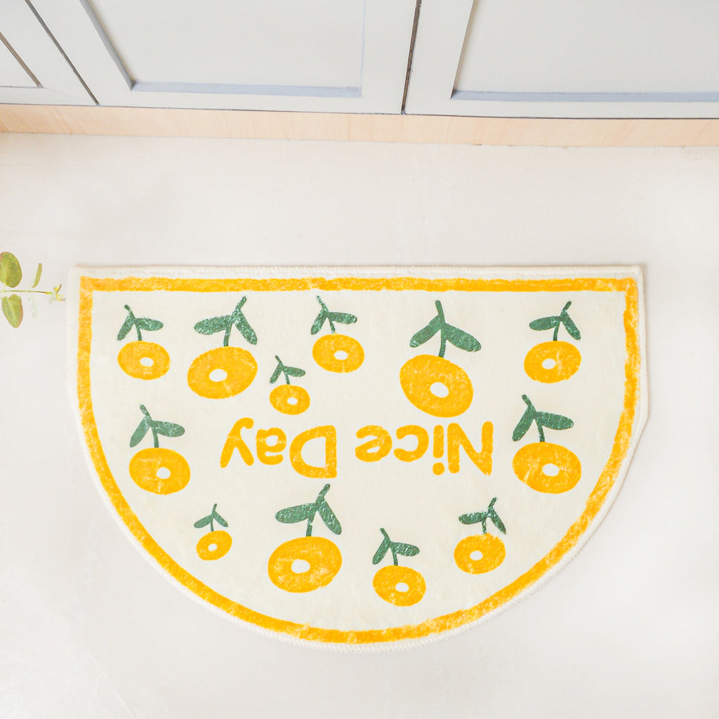 Yellow Flowers Semicircle Rug Nestasia