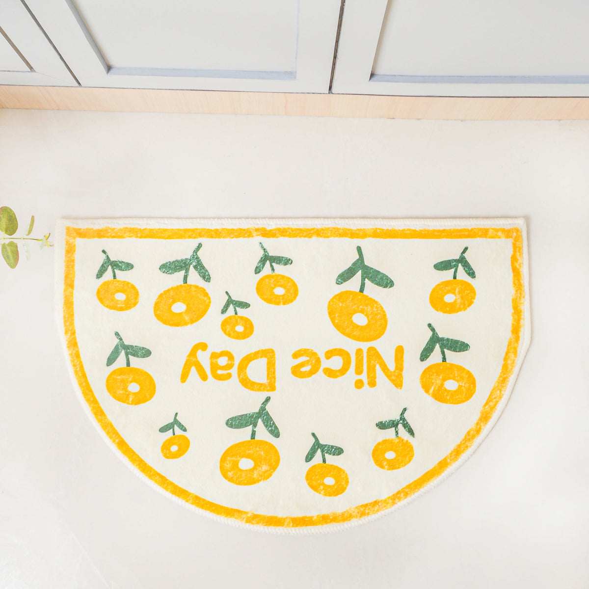 Yellow Flowers Semicircle Rug Nestasia