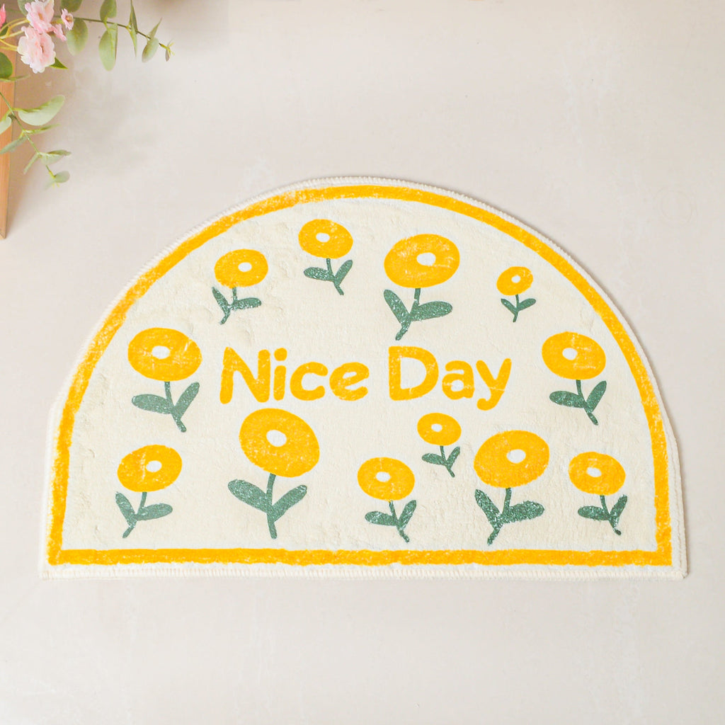 Yellow Flowers Semicircle Rug Nestasia