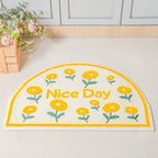 Yellow Flowers Semicircle Rug Nestasia