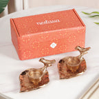 NestGlow Bird Leaf Tealight Candle Holder Set Of 2 Rose Gold Nestasia