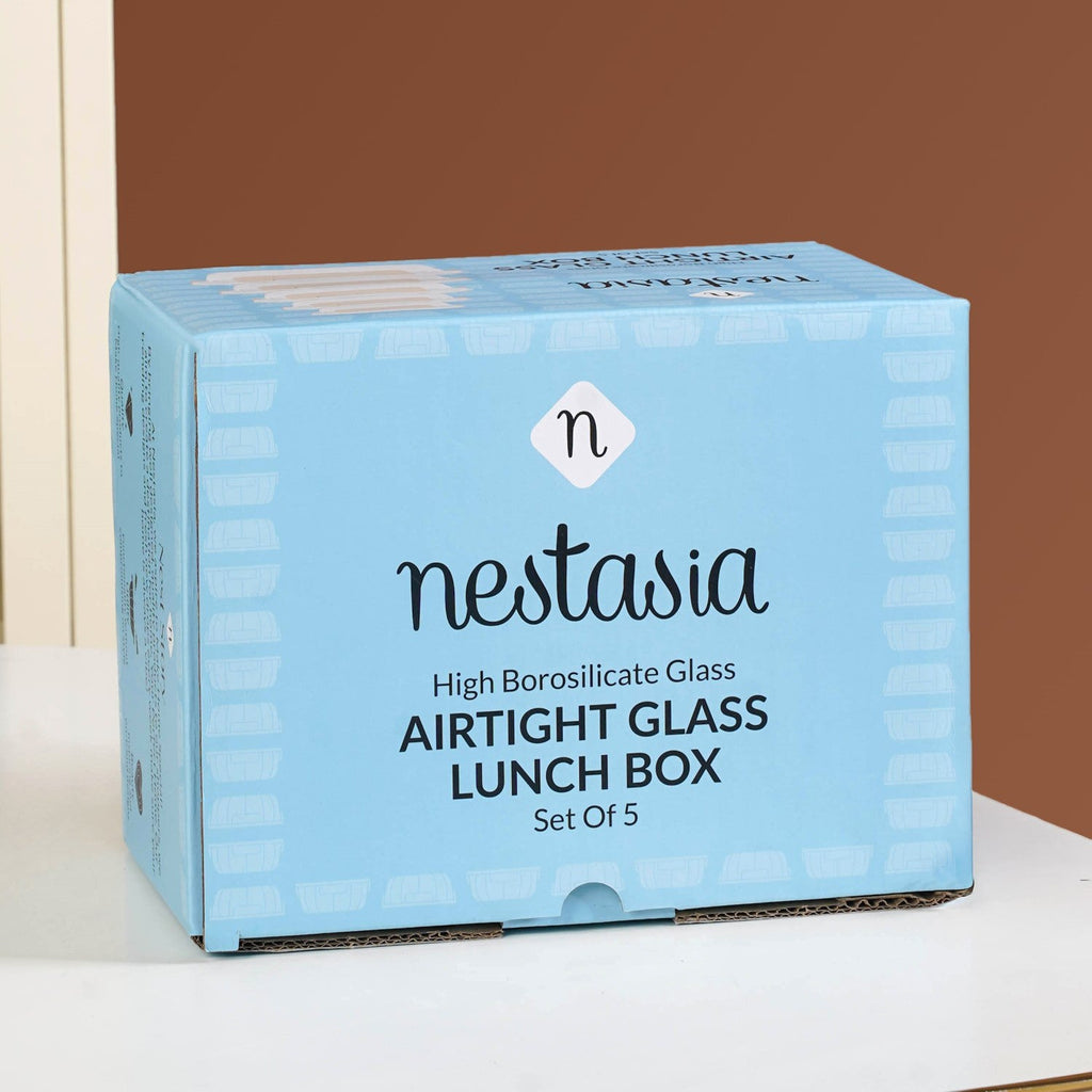 Nestro Leakproof Food Storage Box Set Of 5 Beige XS 185ml S 370ml M 600ml L 1000ml XL 1500ml Nestasia