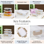 Nestro Leakproof Rectangular Food Storage Box Set Of 3 Beige S 600ml M 1000ml L 1500ml Nestasia