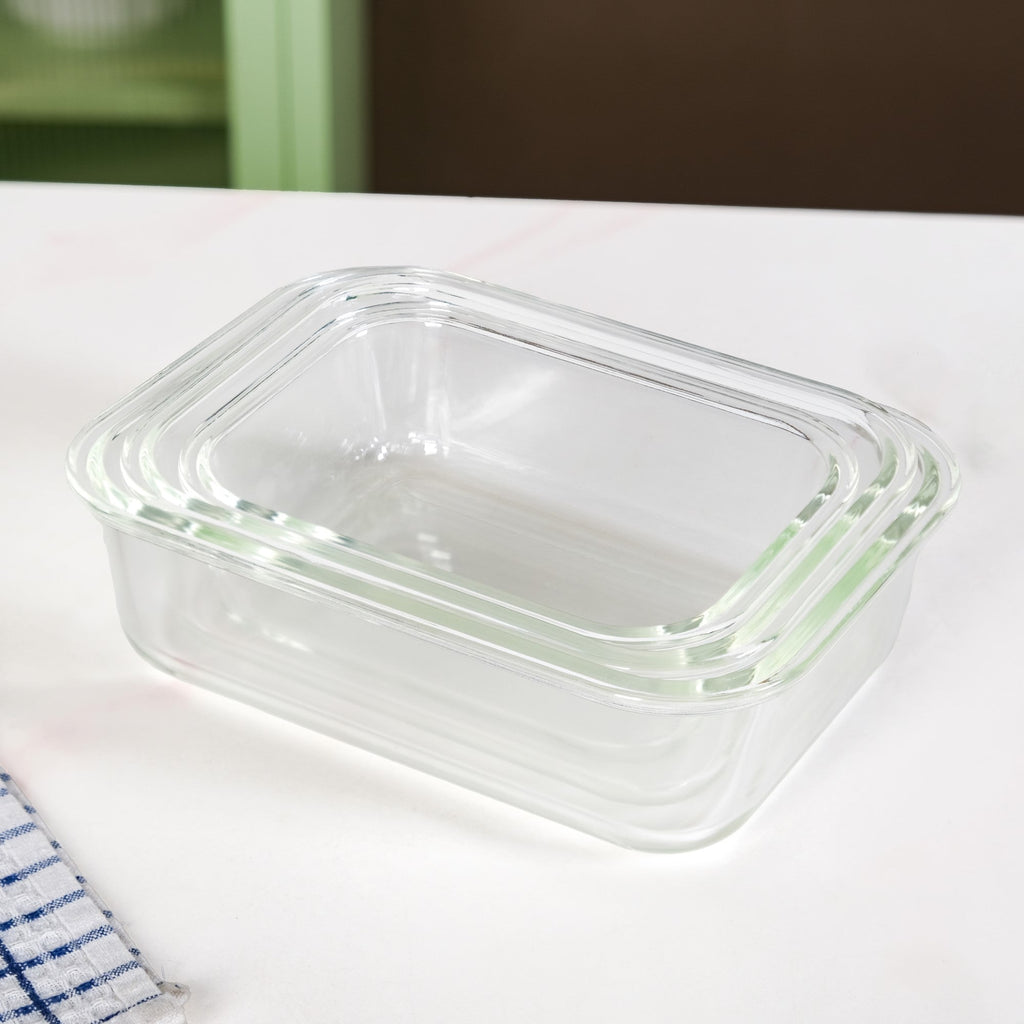 Nestro Leakproof Rectangular Food Storage Box Set Of 3 Beige S 600ml M 1000ml L 1500ml Nestasia
