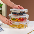 Nestro Leakproof Rectangular Food Storage Box Set Of 3 Beige S 600ml M 1000ml L 1500ml Nestasia