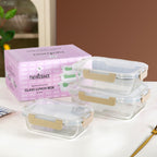Nestro Leakproof Rectangular Food Storage Box Set Of 3 Beige S 600ml M 1000ml L 1500ml Nestasia