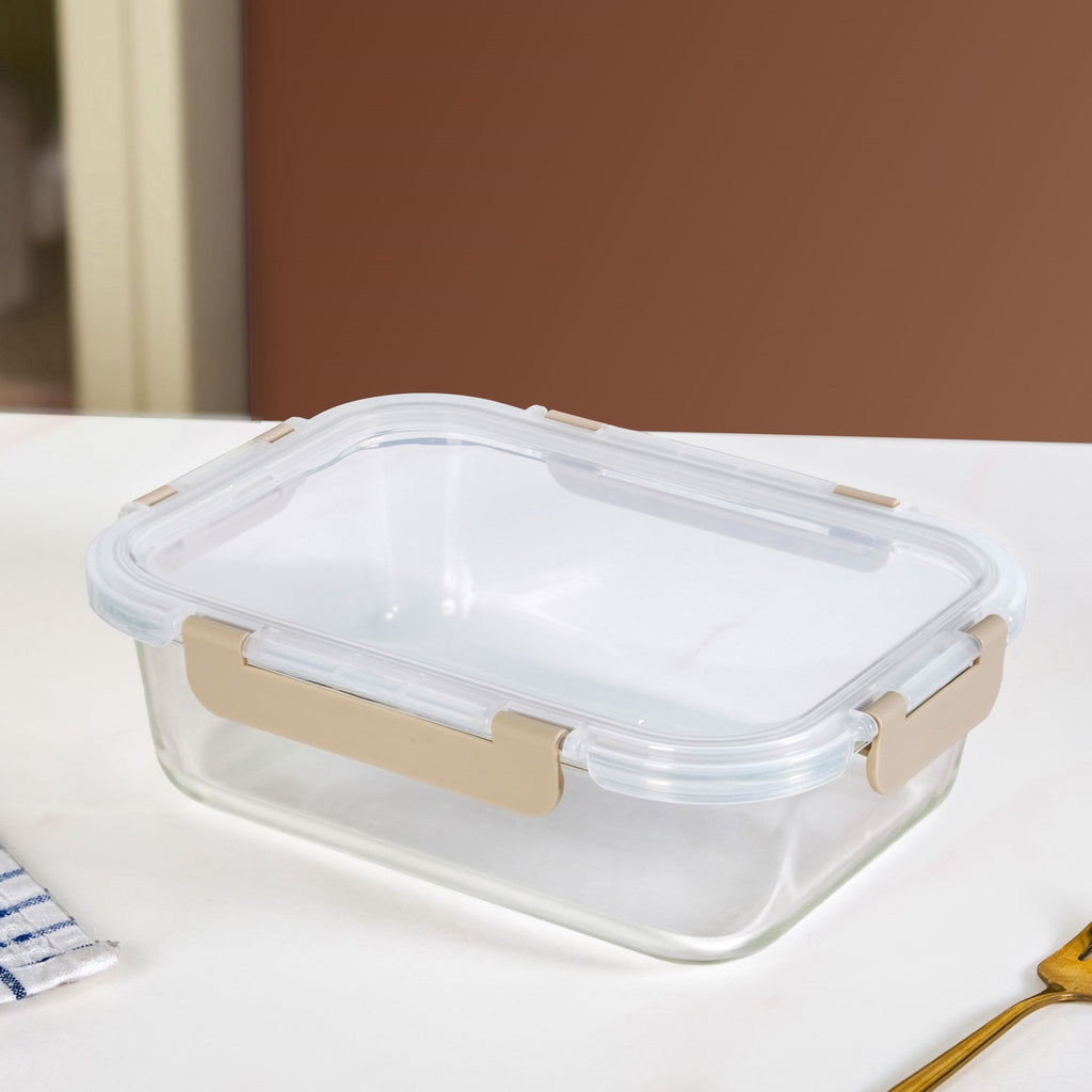 Nestro Leakproof Rectangular Food Storage Box Set Of 3 Beige S 600ml M 1000ml L 1500ml Nestasia