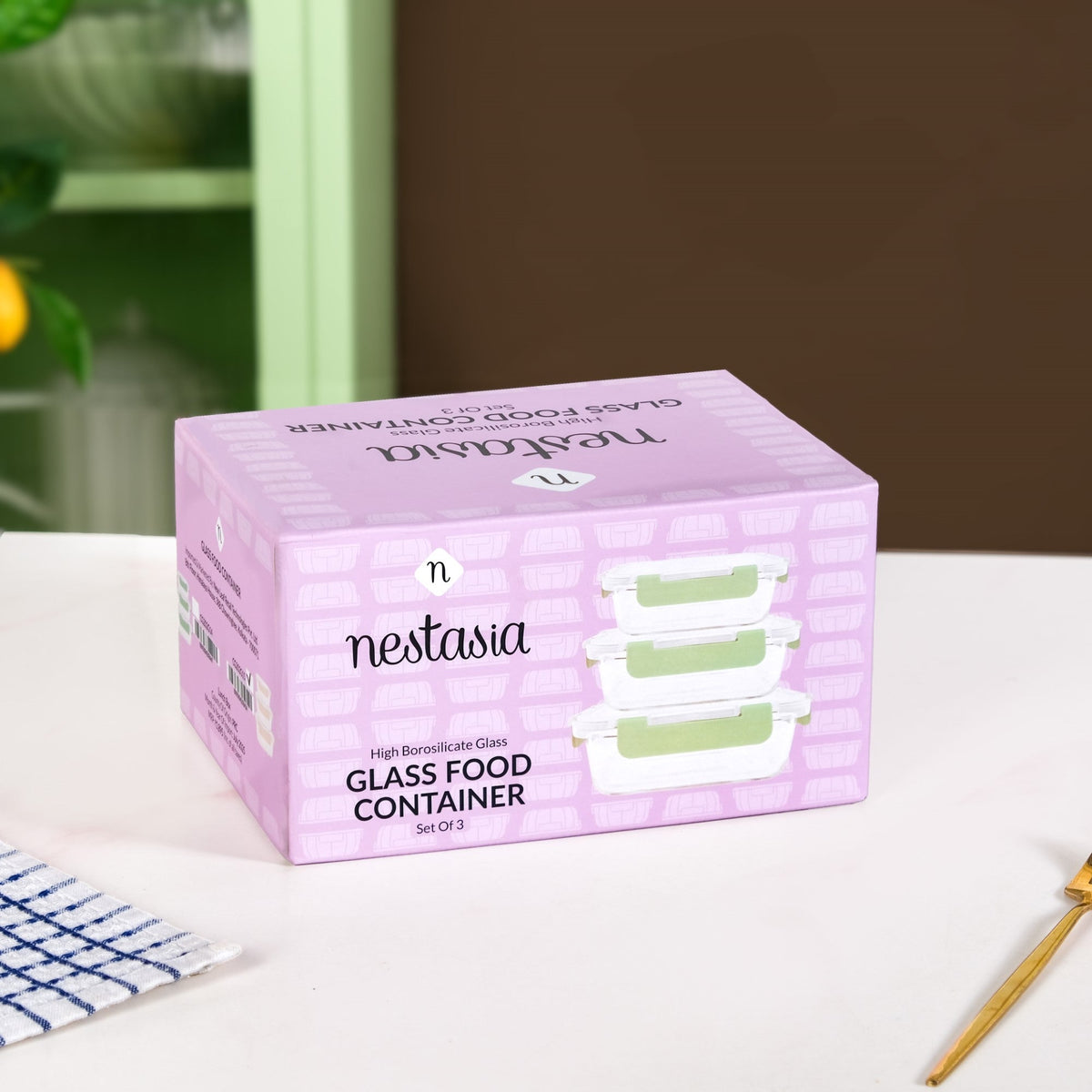 Nestro Lunch Box Set Of 3 Green S 370ml M 600ml L 1000ml Nestasia