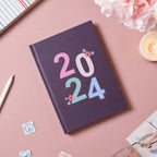 Floral 2024 Hardbound Diary Purple 8.2 X 5.9 Inch Nestasia