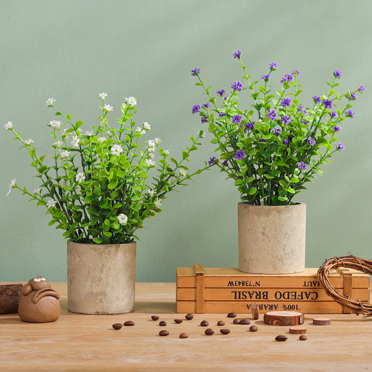 Pot With Faux Flowers Nestasia