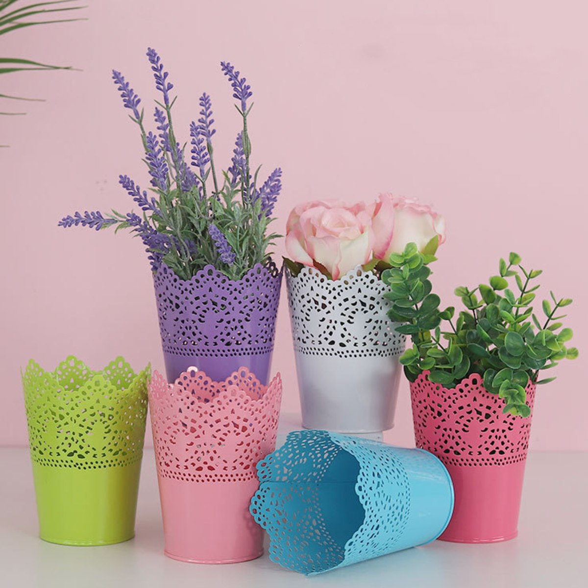 Decorative Metal Lace Design Planter Basket Nestasia