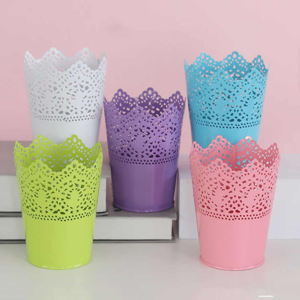Decorative Metal Lace Design Planter Basket Nestasia