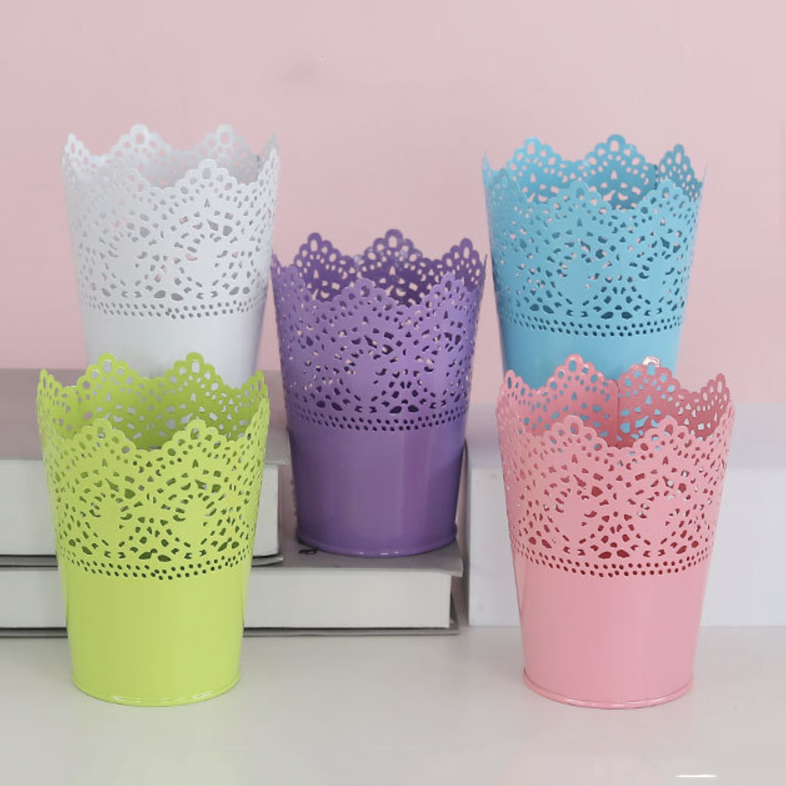 Decorative Metal Lace Design Planter Basket Nestasia